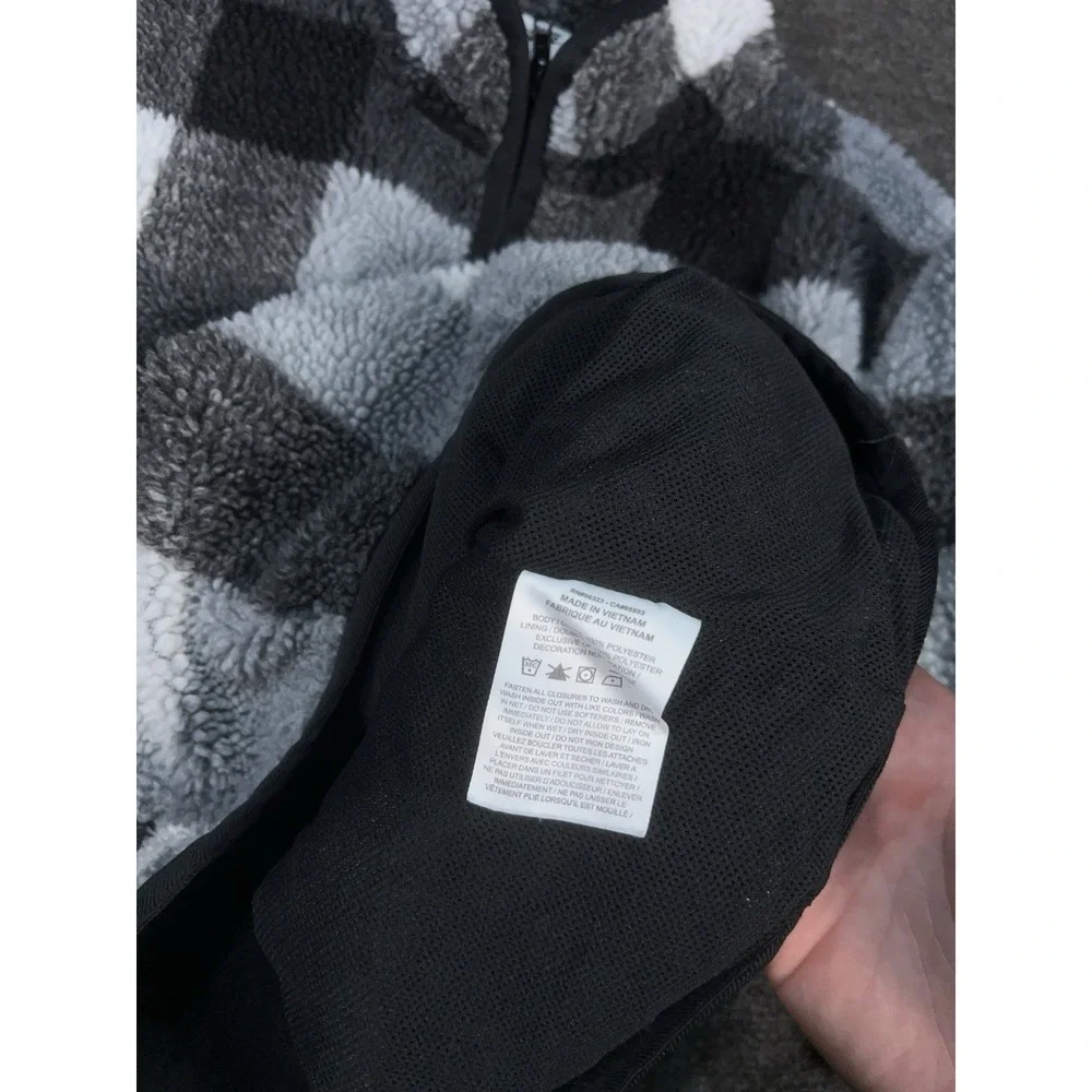 Nike Club Winterized Half Zip Men's‎ Medium Black White Gingham Check Fleece